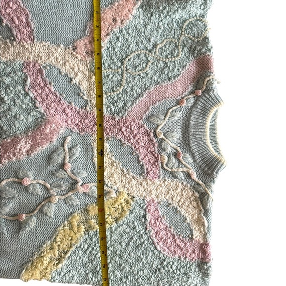 Vintage Jaclyn Smith Pastel Knit Sweater | Textured 80s/90s Pullover | Size M - Picture 4 of 9